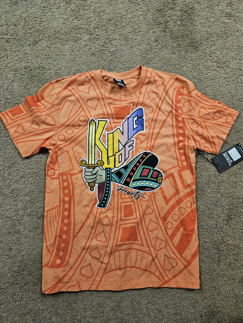 Chemistry Orange Graphic 'King of Hearts' Short Sleeve Tee